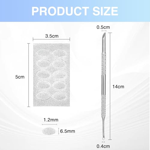 Benaewa 2 Pcs Nail Cuticle Pusher with 150 Pcs 100 Grit Sandpapers Sheets, Dual Ended Nail Etching Tool for Manicure Pedicure - Image 2