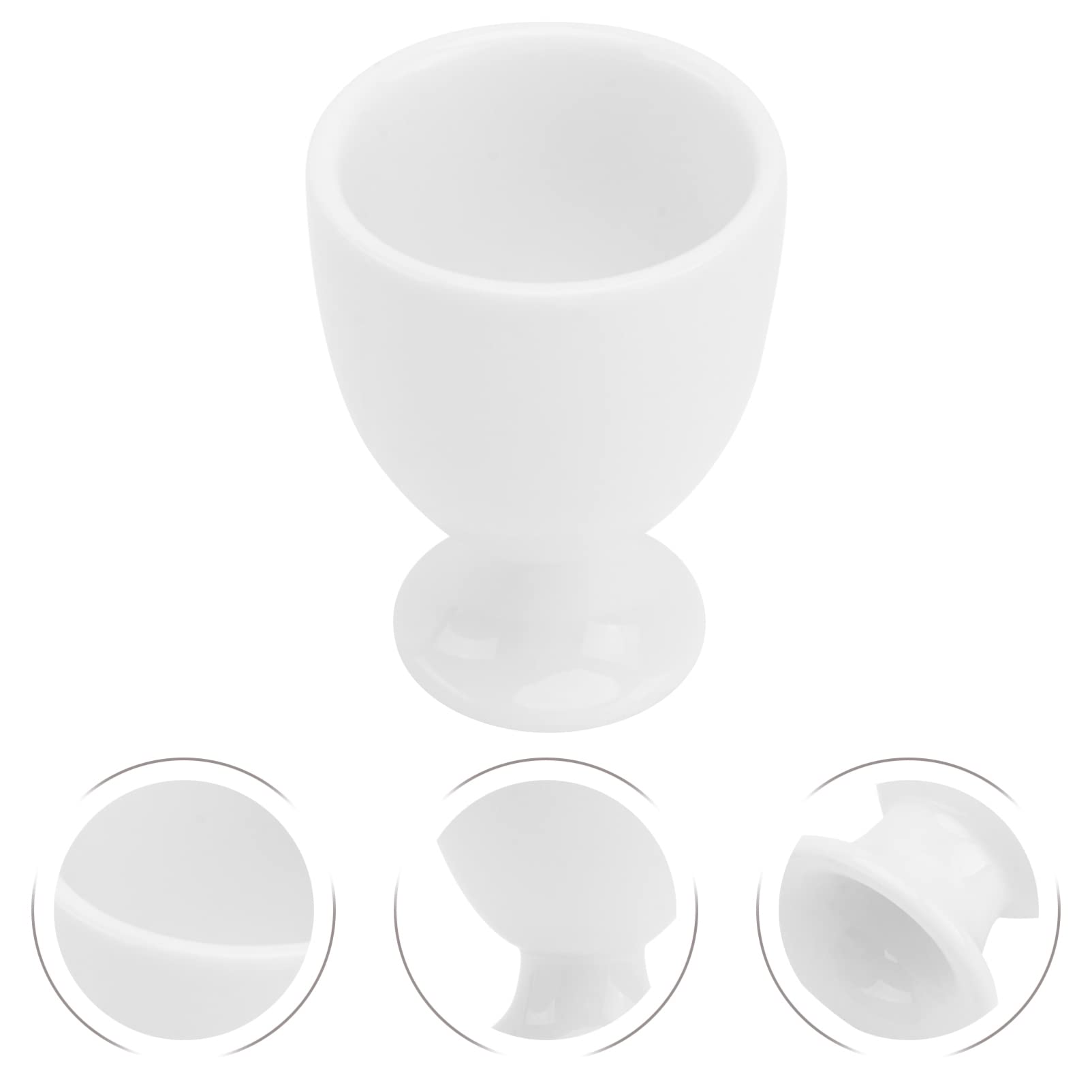PRETYZOOM Coquetiers en Céramique Blanche, Lot de 6, pour Petit-déjeuner | Support Stable pour Œuf, Nettoyage Facile, Style Épuré pour Hôtel et Table