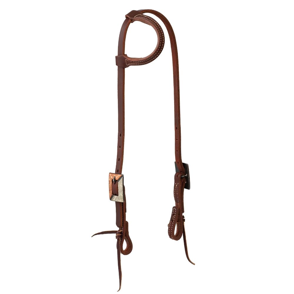 Weaver Leather Working Tack Copper Silver Engraved Single Ear Headstall