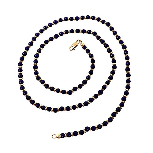 Collar oro 18k mujer 45 cm lapislázuli y anillas