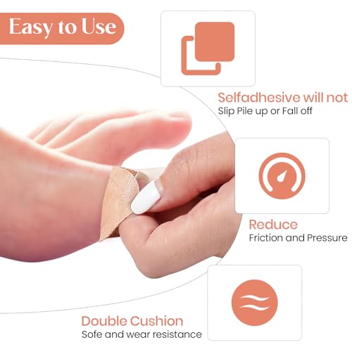 Image of Nuanchu 60 Pieces Bunion Cushions Self-Adhesive Bunion Pads Foot Callus Patches Foot Blister Shoe Accessories Women Men Feet Heel Protector Pads(Skin Color,L)