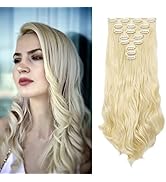 Cybelleza Clip in Extensions Haarverlängerung 8 Teile Set Clip in Haarteil Gewellt Haarverdichtun...