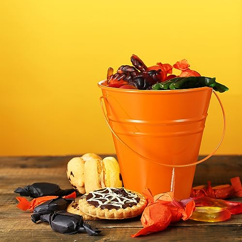 Sadnyy 12 Pack Metal Buckets with Handle, Galvanized Bucket 4.5 x 5 Inch Basket Bucket Party Supplies, Crafts for Christmas Halloween Candy Bars Vase Crafts(Horror Color)
