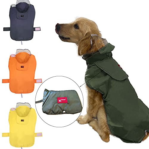 Acapeting Dog Raincoat Waterproof Dog Rain Jacket With Clear Hooded Pet Raincoat For Large Dog And Puppy（Green Xxxl） #TOP1