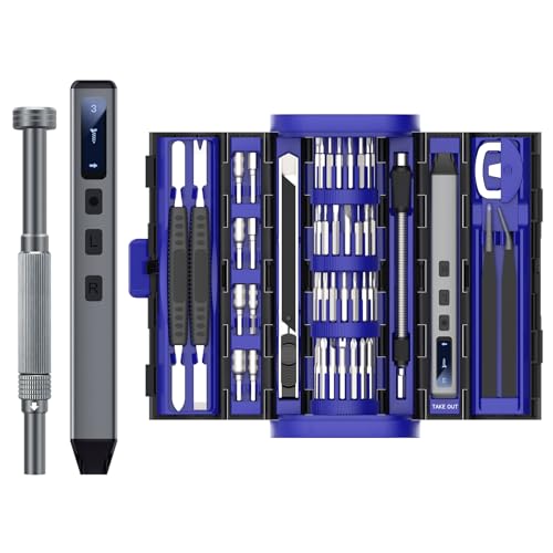 Image of UF-TOOLS Mini Electric Screwdriver, 83 in 1 Cordless Rechargeable Small Power Screwdriver Set with 71 Bits, Led Light and Magnetic Mat, Professional Repair Tool for Phone Watch Camera Laptop PC, Blue
