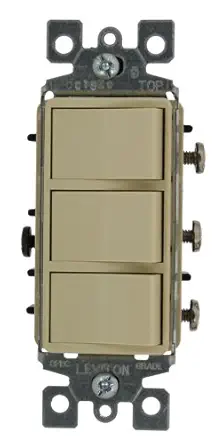 Leviton 15 Amp, 120 Volt, Individual Switches, Decora Three Rocker Combination Switch, Commercial Grade, with Ground Screw, 1755-2I, Ivory