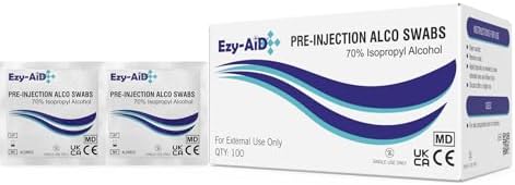 Premium Alcotip 70% Isopropyl Alcohol Pre-Injection Swabs, Alcohol wipes (100pk) (Box of 100)