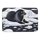 QMNLKH Fußmatten, Badematte, versiegelt auf Eis, bedruckt, rutschfest, schnelltrocknend, geeignet für Badezimmer, Innenhof