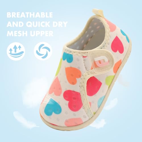 Baby Girls Boys Water Shoes Swim Barefoot Water Sports Aqua Socks Sneakers for Beach Colorful Heart 12-18 Months Infant - Thumbnail 2