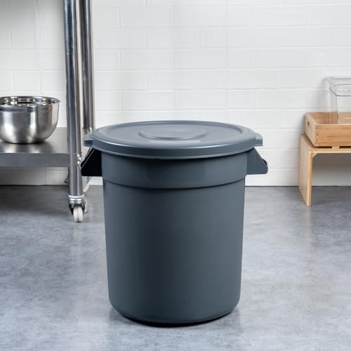 Restaurantware-LID ONLY: RW Clean Waste Container Lid, 1 Round Trash Can Cover - Waste Bin Sold Separately, For 10 Gallon Dustbin, Built-In Handle, Gray Plastic Garbage Can Cover, Heavy-Duty by Restaurantware - Image 7