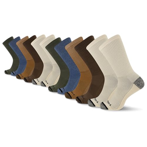Merrell Men's and Women's Everyday Outdoor Crew Socks-6 & 12 Pairs-Cushioned Breathable Mesh