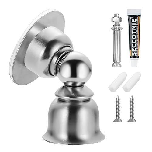 Edelstahl Magnet Türstopper - Türfeststeller Magnetisch Inkl. Befestigungsmaterial für Boden oder Wand, Extra Starker Magnet, Kratzschutz, Modernes Design