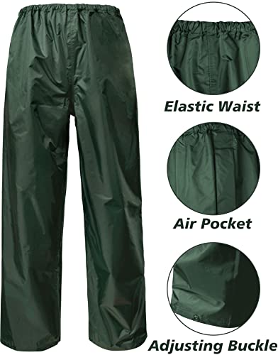 NAVIS MARINE Men's Rain Coat and Rain Pants Hooded Waterproof Lightweight Rain Suits Unisex (Dark Green, X-Large)