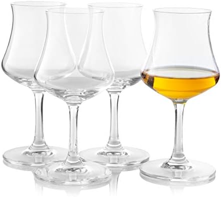 Bohemia Crystal Rum Glasses Set of 4 by Maison Forine Elegant and Durable Cordial Cognac Old Fashioned Glass 170ml -5.7oz