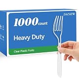 SACATR 1000 Count Heavy Duty Clear Plastic Forks,BPA-Free,Heat Resistant Disposable Plastic Forks Bulk, Solid Durable Premium Cutlery for Parties, Events and Everyday Use