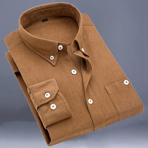 Chemise thermique homme en velours côtelé manches longues