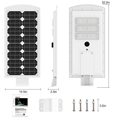 Tenkoo 300W Solar Street Lights Outdoor, Dusk To Dawn Wireless Solar Powered Led Pole Lamp With Motion Sensor Ip65 Waterproof Security Led Flood Light For Parking Lot Yard Garden Playgroud #TOP3
