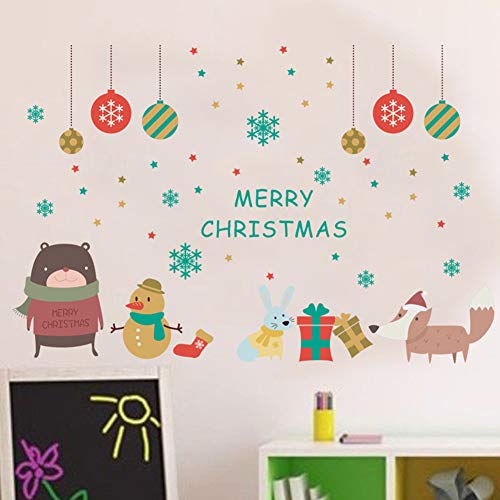 Molancia Christmas Window Clings Stickers, Xmas Snowflake Window Sticker, Santa Claus Snowman Window Decals for Christmas Party, Reindeer Winter Static Wall Stickers for Home Office Xmas Decorations