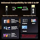 XAOSUN Bidirectional USB C to DisplayPort 1.4 Cable 3M,32.4Gbps Display Port Cable to Thunderbolt 5/4,8K@60Hz 4K@240Hz/120Hz Compatible for MacBook Pro/Air, iMac,iPad,iPhone 17/16,Galaxy S25/S24 - Image 8