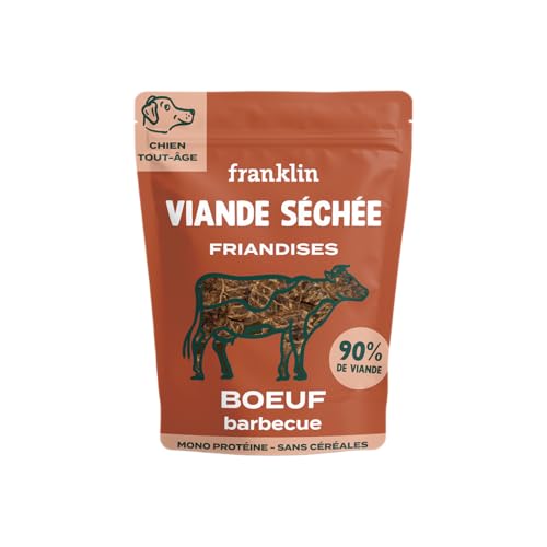 FRANKLIN – Friandises pour Chien – Viande séchée Bœuf Fumés Barbecue – 90% de Viande – Riche en Protéine – sans Céréales – Mono-Protéine – Tout Âge – 100 g
