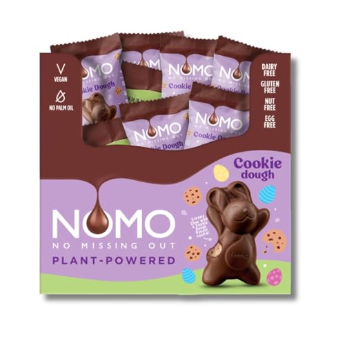 NOMO Cookie Dough Hasen – 25x 25g – Keksteig-Füllung – VEGAN – LAKTOSEFREI, GLUTENFREI, EIFREI, NUSSFREI – für Allergiker – zertifizierter Kakao – vegane Schokoladenalternative