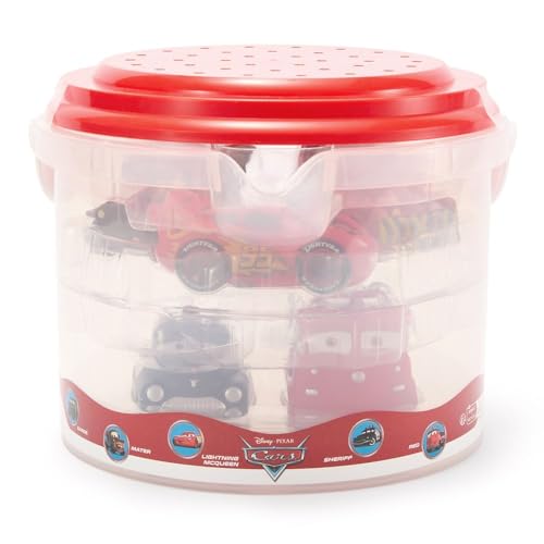 Image of Disney Store Official Pixar Cars Bath Toys Set - Includes 5 Detailed Toys with a Straining Storage Bucket - Bath Time Fun & Water Play Set for Kids