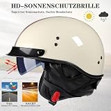 KKVGP Kask motocyklowy typu half, zatwierdzony przez DOTECE, otwarty kask motocyklowy dla dorosłych z opuszczanymi soczewkami przeciwsłonecznymi, styl retro vintage(2,XL=61~62cm)