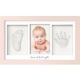 KeaBabies Baby Handabdruck Und Fußabdruck Set - Ton Handabdruck Andenken Rahmen, Neugeborenen Kinderzimmer Bilderrahmen fur Mädchen und Junge, Personalisierte Geschenke Baby fur Neue Mom (Petal Pink)