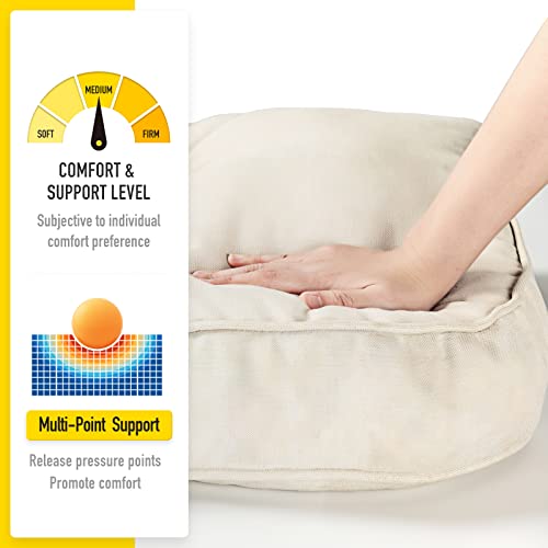 Sunrox Gel Memory Foam Bench Cushion With Piping, Heavy Duty Tufted Fadeshied Water Resistant Ultra Durable Thicken Reversible Indoor/Outdoor Bench Seat Pas 44X19X5 Inch, Cream #TOP5