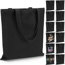 Pumtus 12 Pack Canvas Tote Bags, Sublimation Blank Grocery Bag with Handle, 15x13 In Reusable Medium Shopping Cloth Bag for DIY, Painting, Crafting, Embroidery, Advertising,Gift, Activity