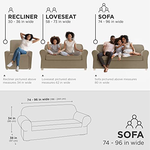 Zenna Home 2-Piece Chenille Stretch Sofa Slipcover, Mushroom/Brown #TOP4