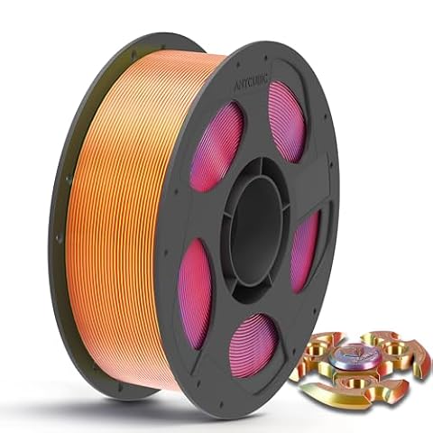 ANYCUBIC Silk PLA Filament 1.75mm 1KG, Shiny Silk Gradient Dual-Color PLA Filament, Multicolor Material for 3D Printer, Dimensional Accuracy +/- 0.03 mm Red Blue Yellow