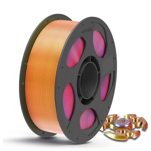 ANYCUBIC Silk Tri Color Pla Filament, 3-in-1 Chrome Coextrusion Color Change 3D Printer Filament 1.75mm Dimensional Accuracy +/- 0.02mm, Silk Texture, 1KG Reusable Spool (2.2 lbs), Red Yellow Blue