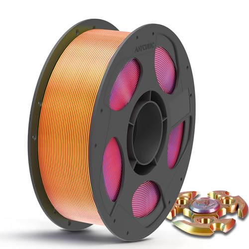 Image of ANYCUBIC Silk Tri Color Pla Filament, 3-in-1 Chrome Coextrusion Color Change 3D Printer Filament 1.75mm Dimensional Accuracy + /- 0.02mm, Silk Texture, 1KG Reusable Spool (2.2 lbs), Red Yellow Blue