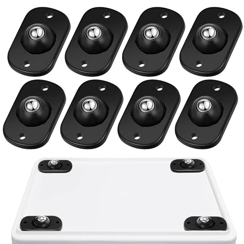 Self Adhesive Mini Caster Wheels, 360° Swivel Universal Wheel, Small Roller Ball Casters Bearing, Sticky Pulley for Kitchen Appliances, Trash Can, Storage Box, Small Furniture (Black – 8 Pcs)