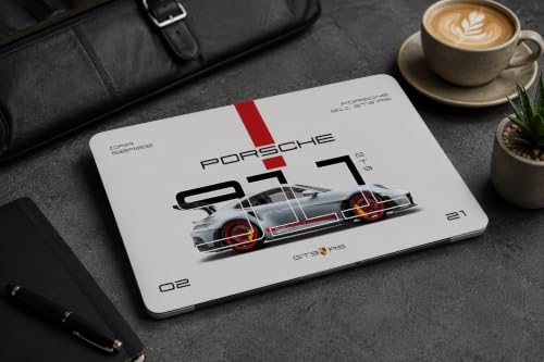 Image of PIXELARTZ Full Body Laptop Skins Sticker Laminated HD Quality Vinyl fits Upto 15.6 inches Compatible with Dell, Lenovo, Acer, HP, Asus -Self-Adhesive (Porsche GT3 RS)