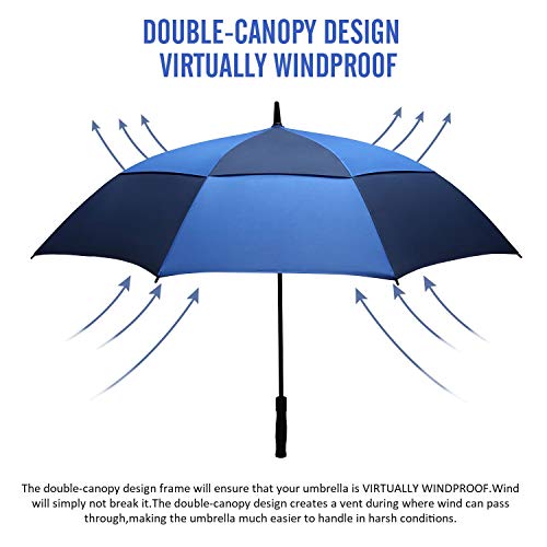 Bagail Golf Umbrella 68/62/58 Inch Large Oversize Double Canopy Vented Automatic Open Stick Umbrellas For Men And Women(Navy,Royal Blue,68 Inch) #TOP3