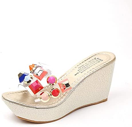 LONG-M Sandalias De Mujer Zapatos De Playa De Tacón De Cuña Sandalias De  Remache De Color Transparente De Suela Gruesa : Amazon.es: Zapatos y  complementos