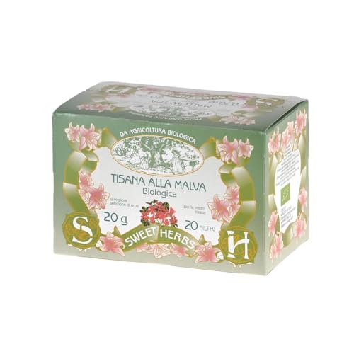 Sweet Herbs® | Tisana Malva | Infuso Biologico alla Malva Rilassante Sera - 20 Filtri in Singole Bustine (20 Gr)
