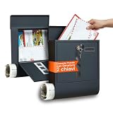 Avilia Cassetta Postale da Esterno in Acciaio Inox Impermeabile con Serratura e 2 Chiavi – Cassetta della Posta Antipioggia Anti-Ruggine, Design Moderno Grigio Antracite (10x34x30cm)
