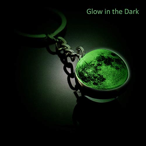 Jwpavilion Solar System Planet Keychain Accessories Pendant Glow In The Dark Galaxy Crystal Glass Ball Key Chain Rings Creative Gifts For Women Men Charms Luminous Globe Llaveros Keyring(Moon) #TOP3