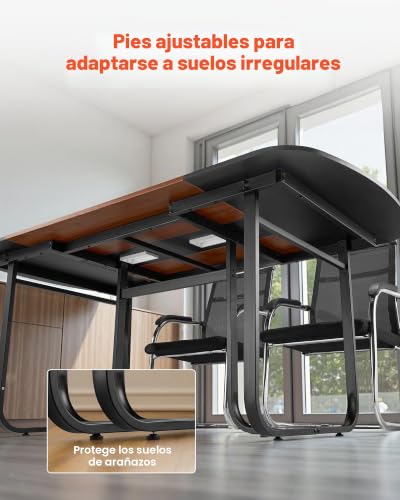Miniatura 7 de Vevor Mesa De Conferencias Para 6-8 Personas, Ovalada, Para Seminarios, Reuniones, Multiusos, Con Patas Metálicas, Para Oficinas, Salas De Conferencias, Color Negro Y Marrón, 1800 X 900 X 750 Mm