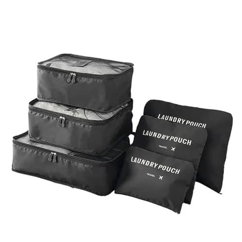 Image of Handcuffs Packing Cubes Travel Pouch Bag Organiser Set of 4 (2 x Large, 2 Medium, and Slim) - Black(Polyester)