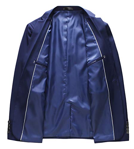Mogu Mens Slim Fit One Button Casual Blazer Jacket Us Size 38 (Label Asian Size 3Xl) Navy #TOP2