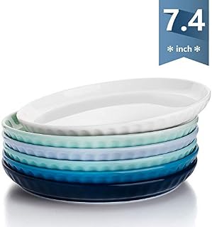 Sweese 157.003 Porcelain Fluted Dessert Salad Plates - 7.4 Inch - Set of