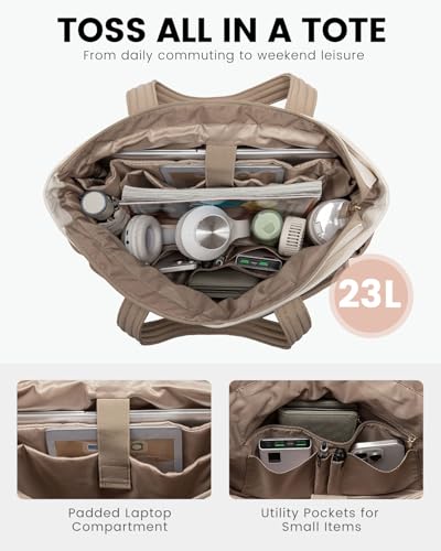 LOVEVOOK Puffer Tote Bag con 8 bolsillos y neceser miniatura 6