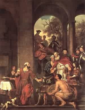 GFM Painting Reproducción de pintura al óleo pintada a mano de Curius Dentatus Preferring Turnips to Gold 1656, pintura al óleo de Govert Teunisz Flinck - 72 por 96 pulgadas