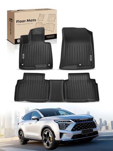 YHTAUTO Automotive Floor Mats Compatible with Kia Sportage 2023-2025 2026 (Non-Hybrid) TPE Floor Liners All-Weather Protection Custom Fit 1st & 2nd Row Set of 3