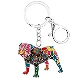 WEVENI Enamel Alloy English Bulldog Bull Terrier Dog Keychain Accessories Jewelry for Women Girl Bag Charms