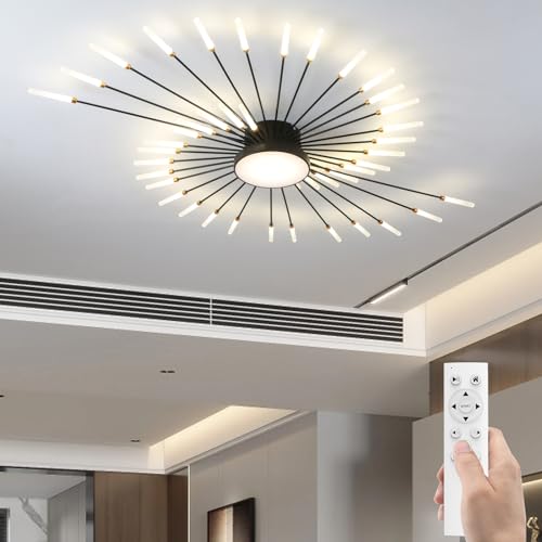 Plafonnier LED moderne pour salon et salle à manger luminaire dimmable noir